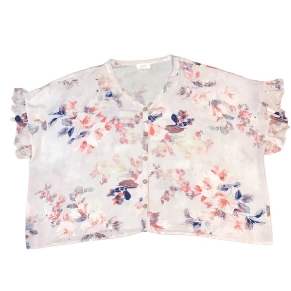 ODDY V-neck Button Front Floral Rayon Blouse Size S/M - Picture 5 of 9